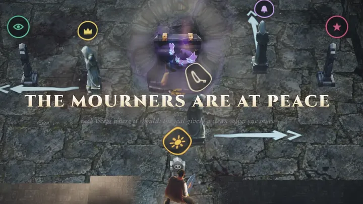 A puzzle room in the Drowned Vault, its braziers lit