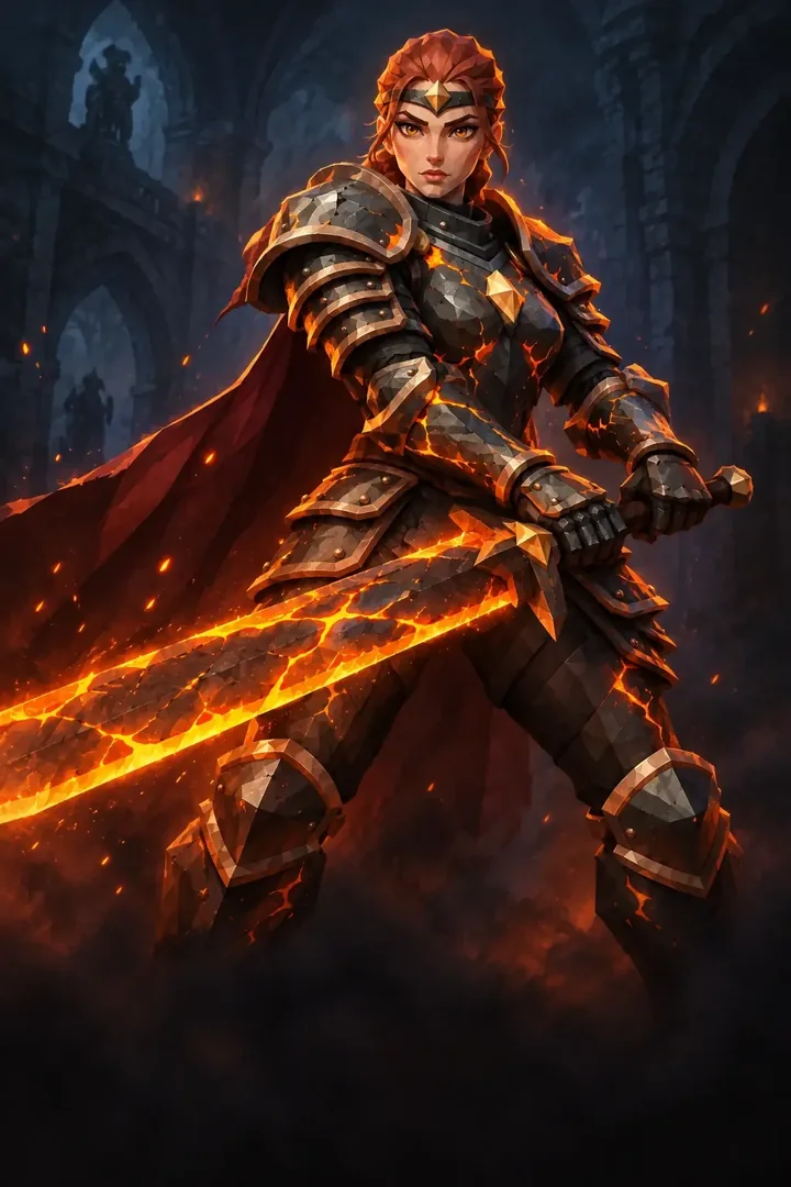 The Ashblade heroine, painted