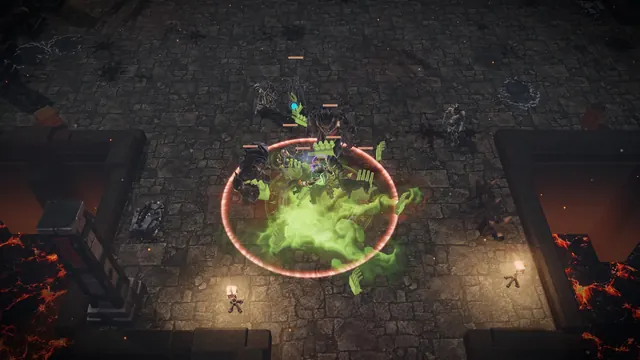 EMBERSWORN screenshot. The Gravecaller, in a fight. HUD off.